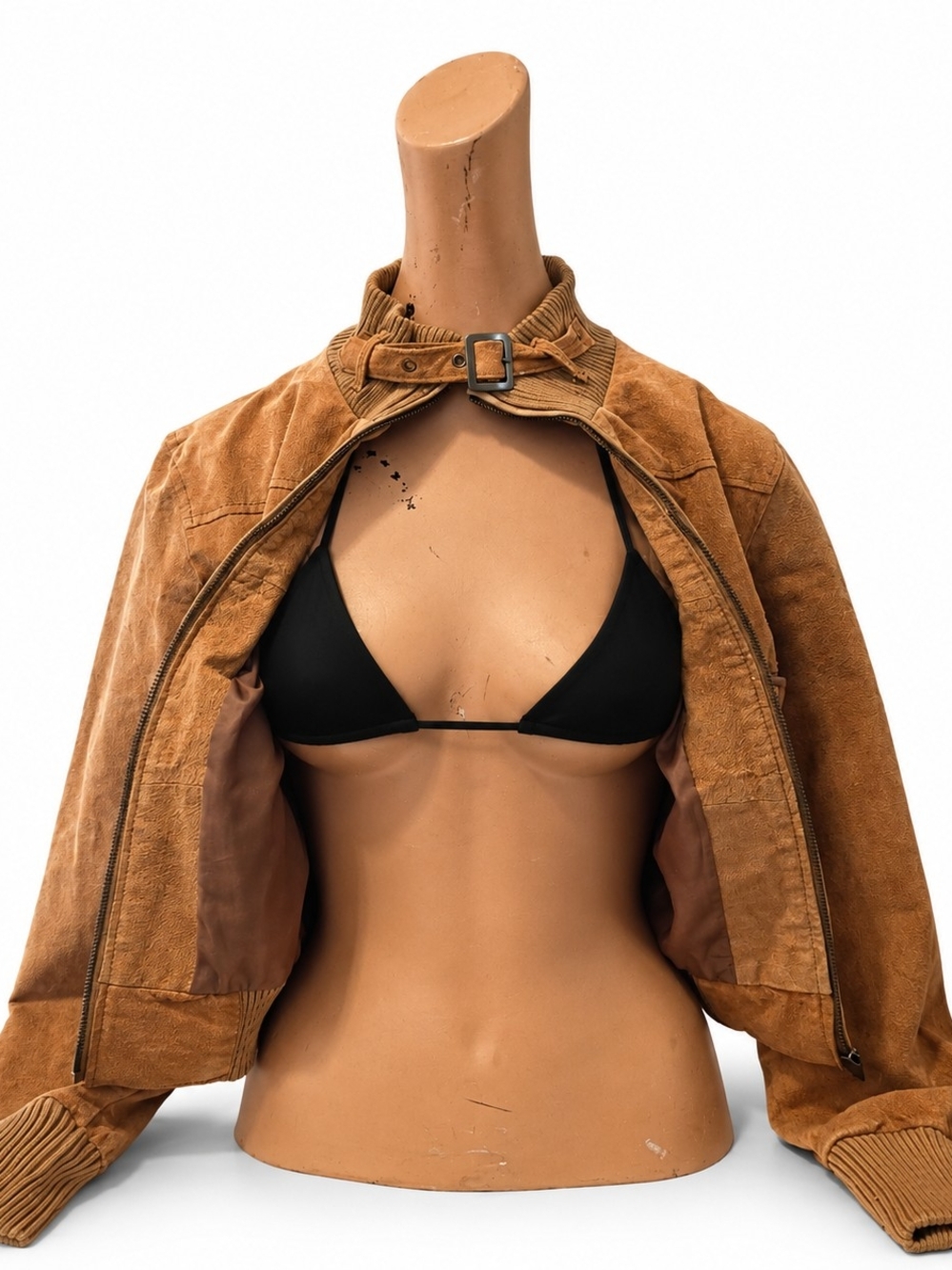 Last Kiss Suede Bomber Jacket - Tan